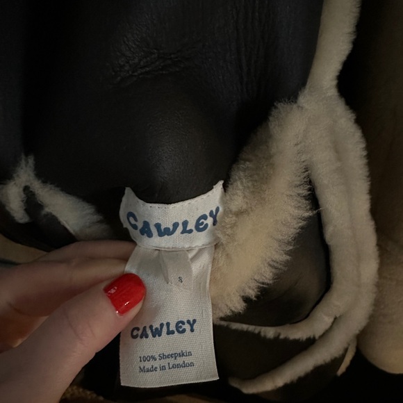 Cream Shearling Leather Jacket - Picture 11 of 11